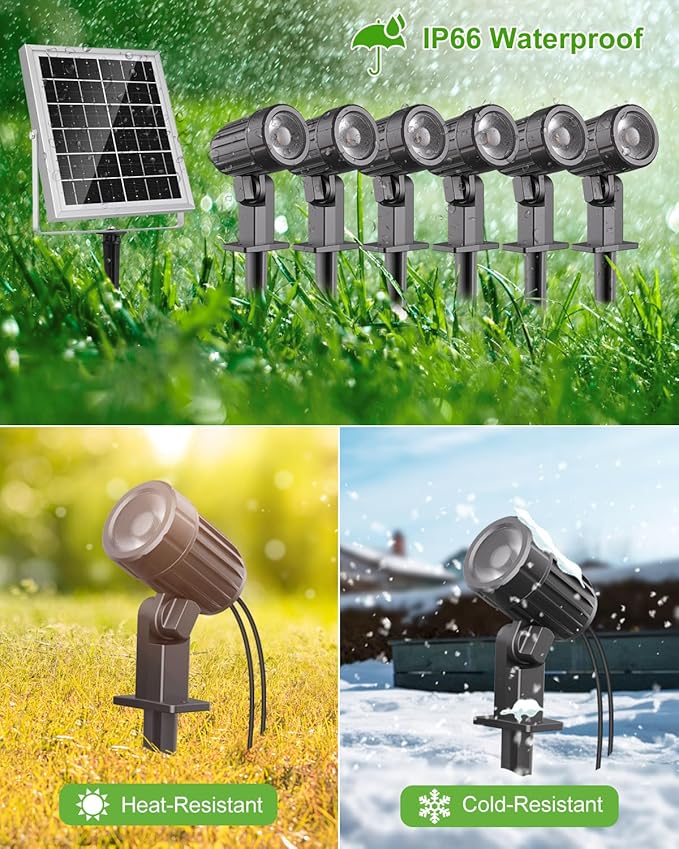 CLY 6 in 1 Solar Spotlights Landscape Outdoor Garden, Solar Spotlights IP66 W...