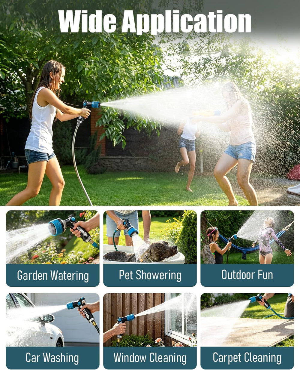 2 Pack Garden Hose Nozzle, Heavy Duty Metal Sprayer with Adjustable Spray Pat...
