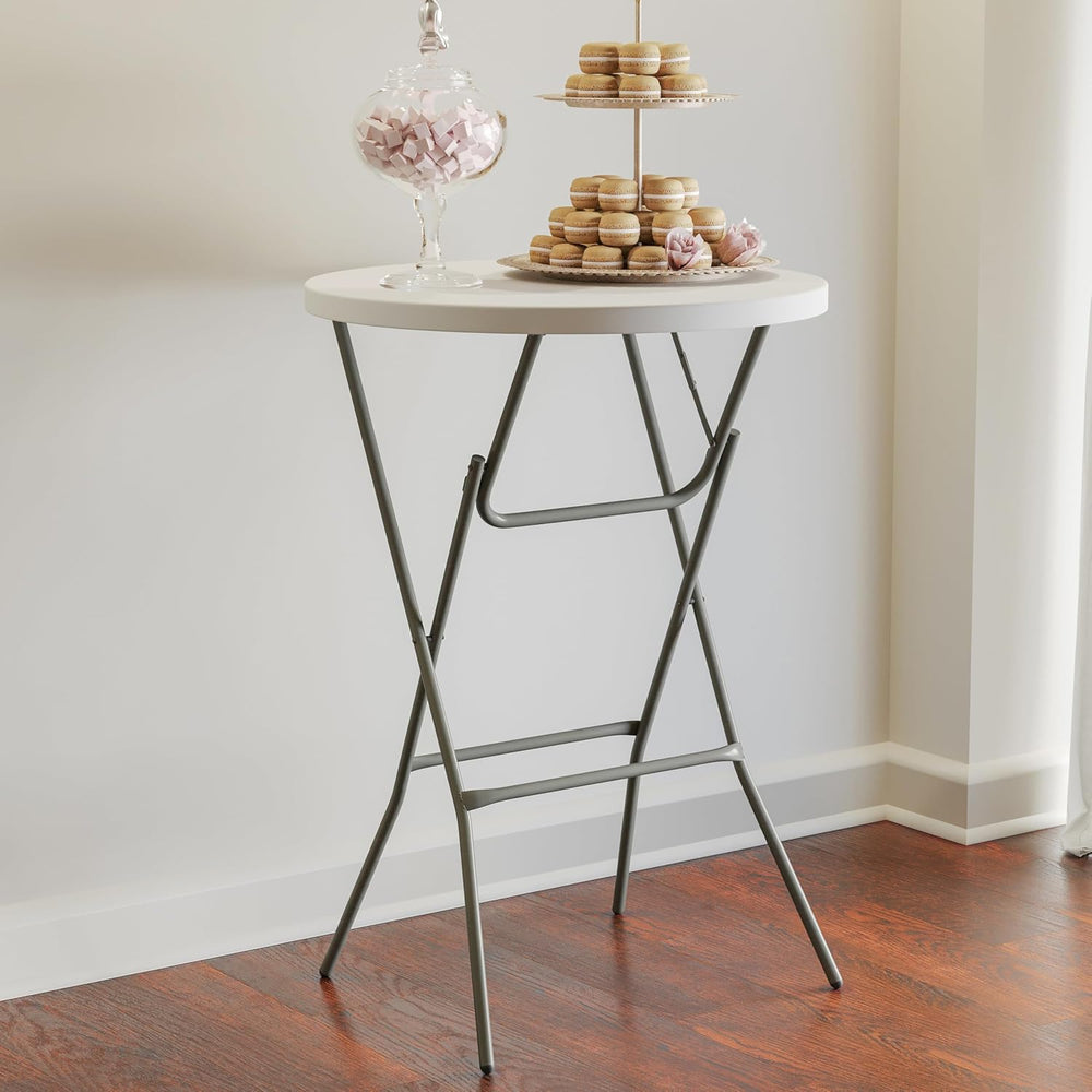Flash Furniture 2.6-Foot Round Granite White Plastic Folding Table