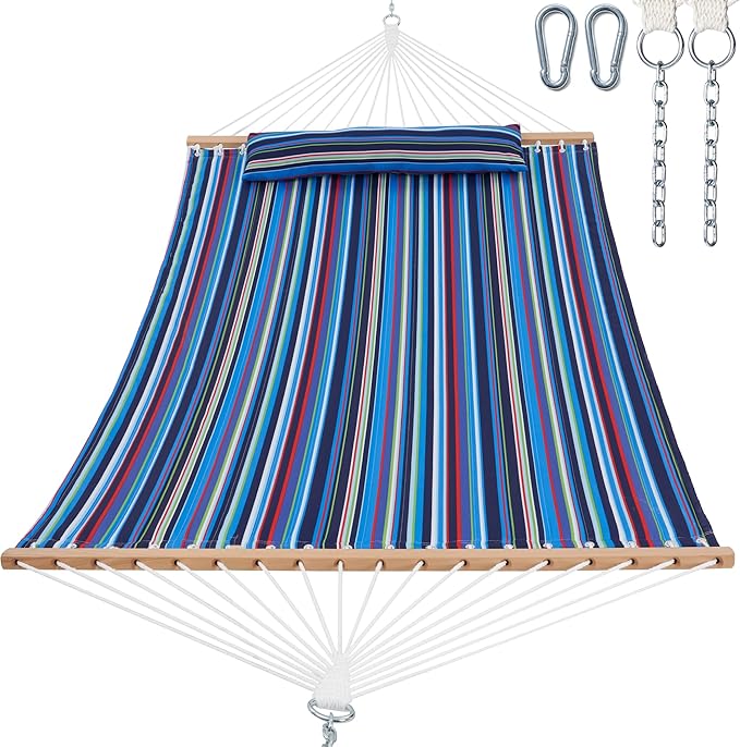2 Person 12FT Hammocks for Outside, Double Quilted Fabric Outdoor Hammock wit...