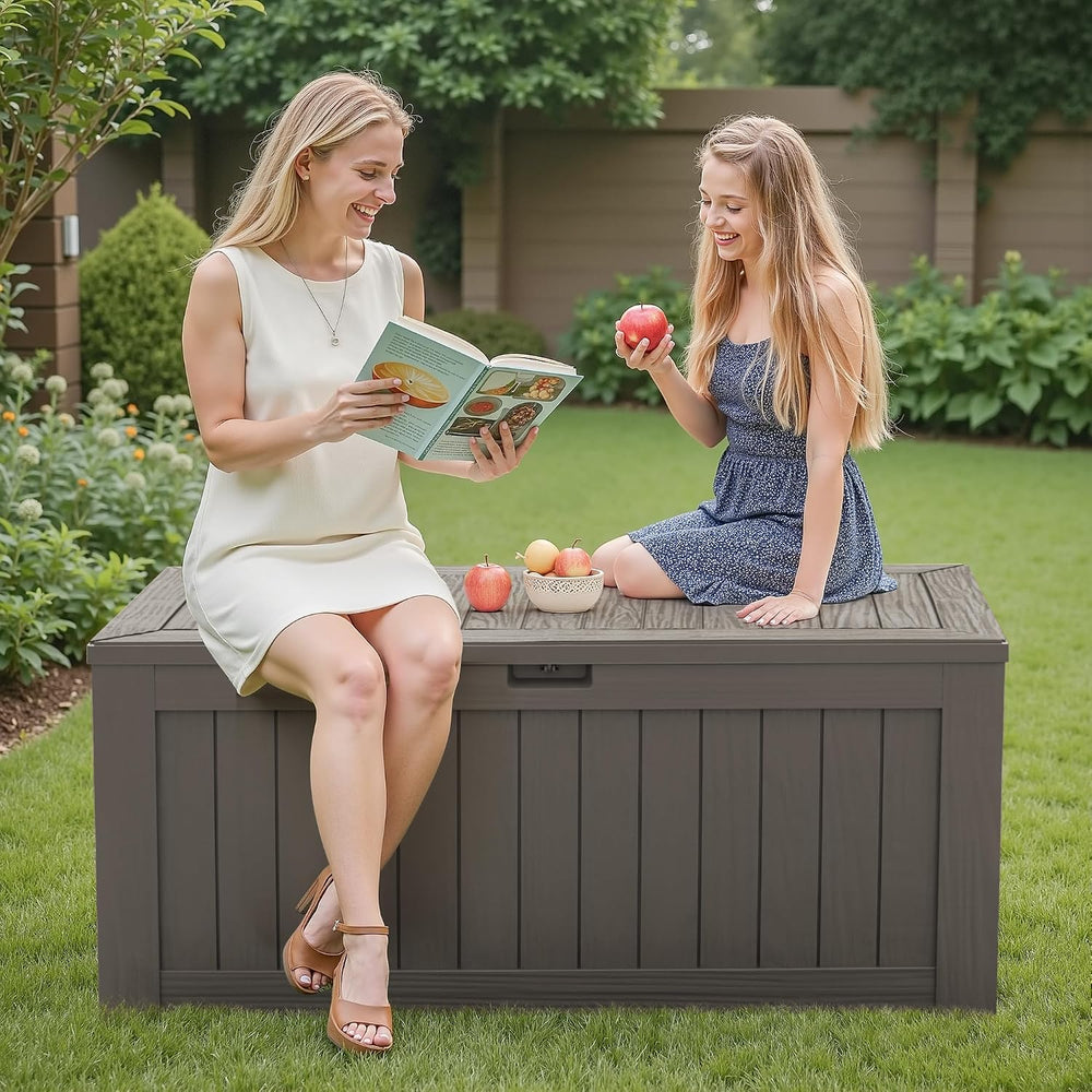 Flamaker 120 Gallon Deck Box Waterproof, Large Outdoor Storage Box Patio