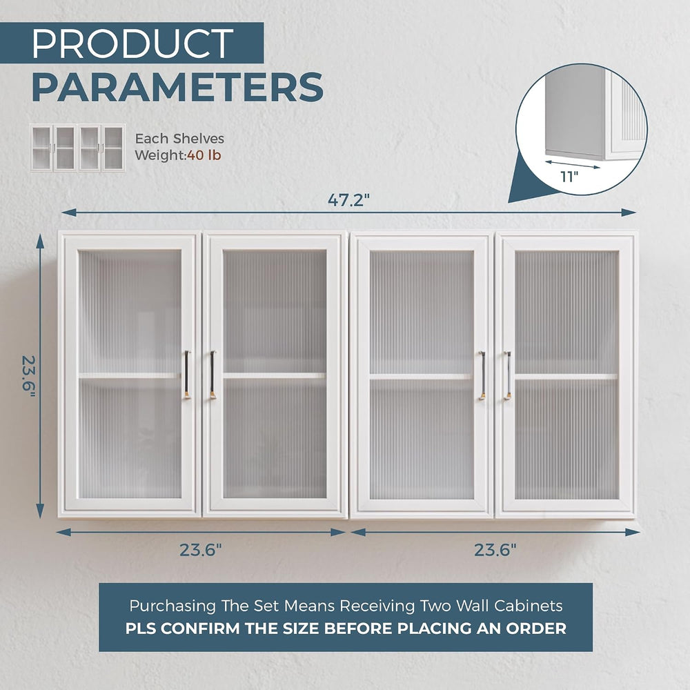 48" W Upper Kitchen Wall Cabinets with Acrylic Glass Doors