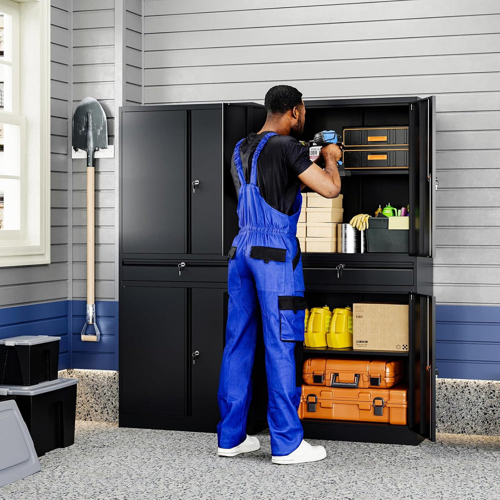 Metal Garage Storage Cabinet with Locking Doors and Adjustable Shelves, 71&qu...