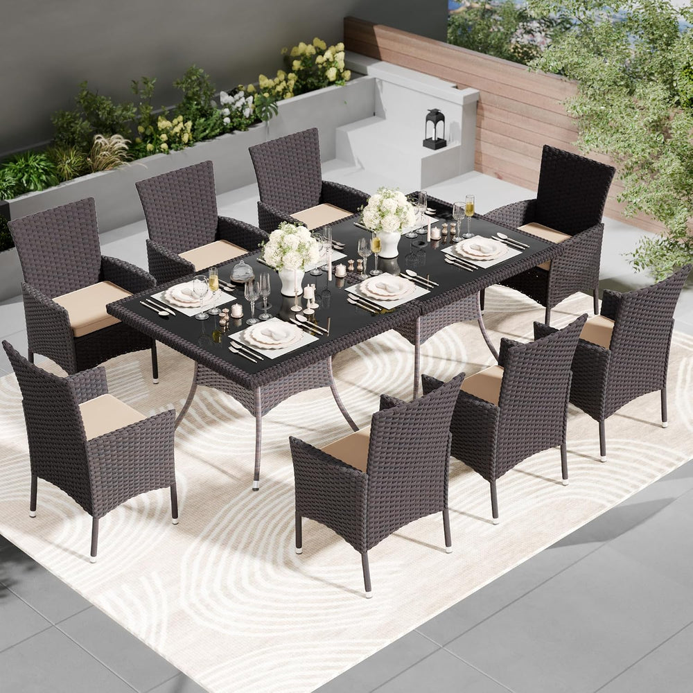 Kullavik 10 Pieces Outdoor Dining Set Patio Rattan Furniture Set,Patio Dining...