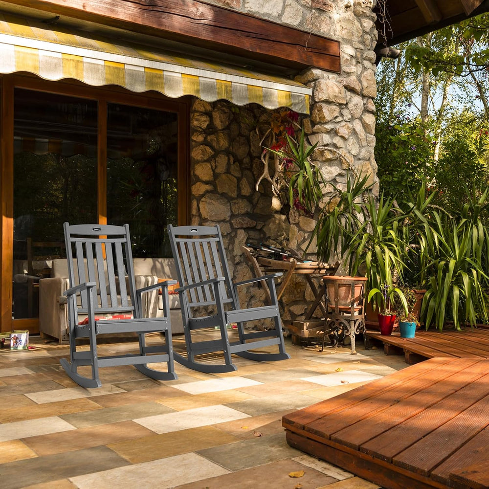FUNBERRY Oversized Outdoor Rocking Chair, Poly Lumber Rocker, Patio Rockers