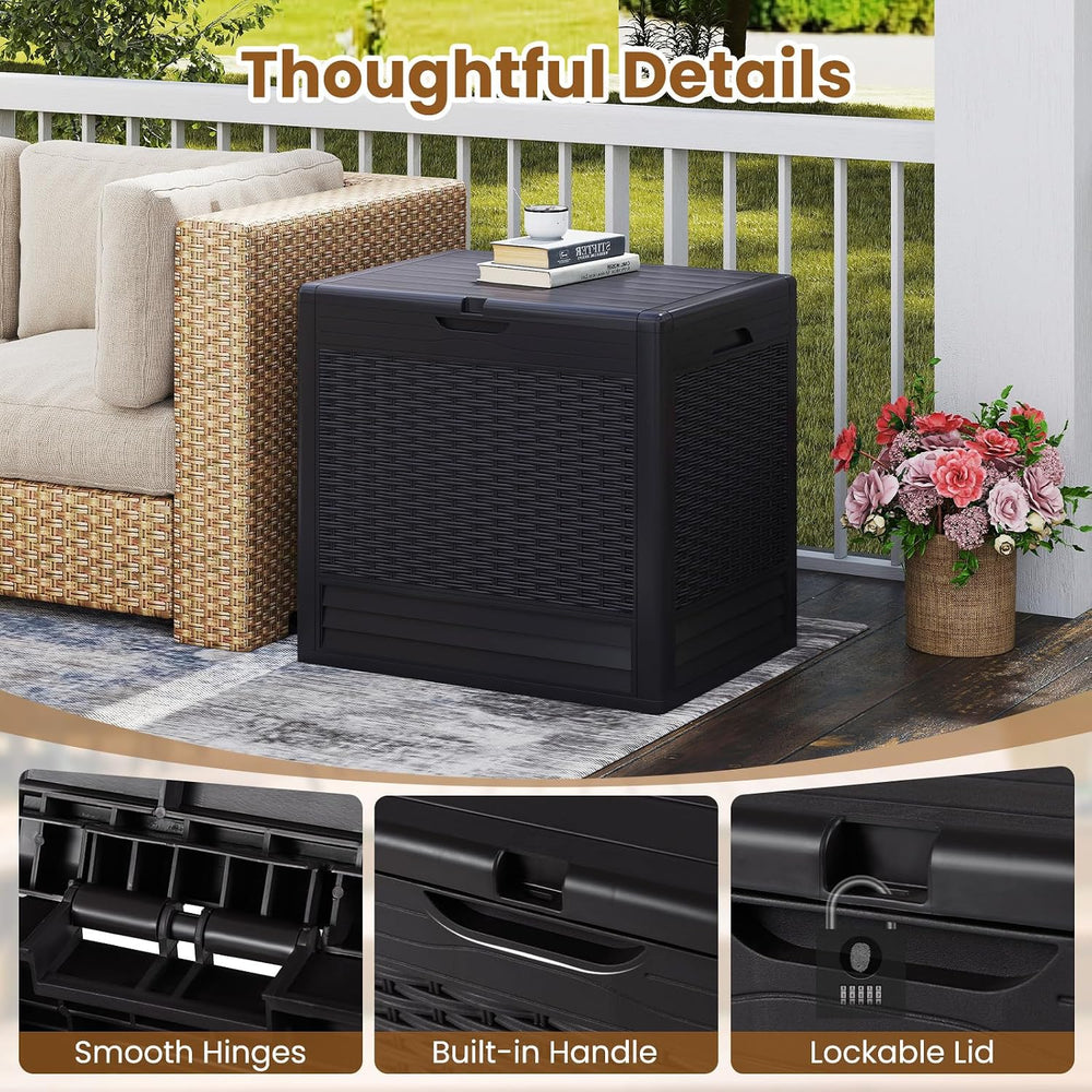 Tangkula 25 Gallon Waterproof Outdoor Storage Box with Lockable Lid