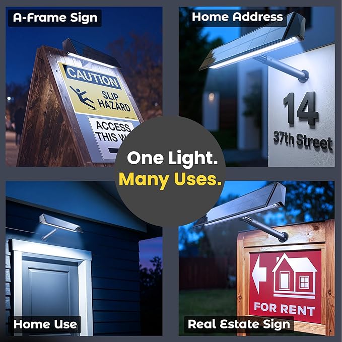 Brighticonic Solar Sign Lights Outdoor Black – LED Solar Sign Light for House...