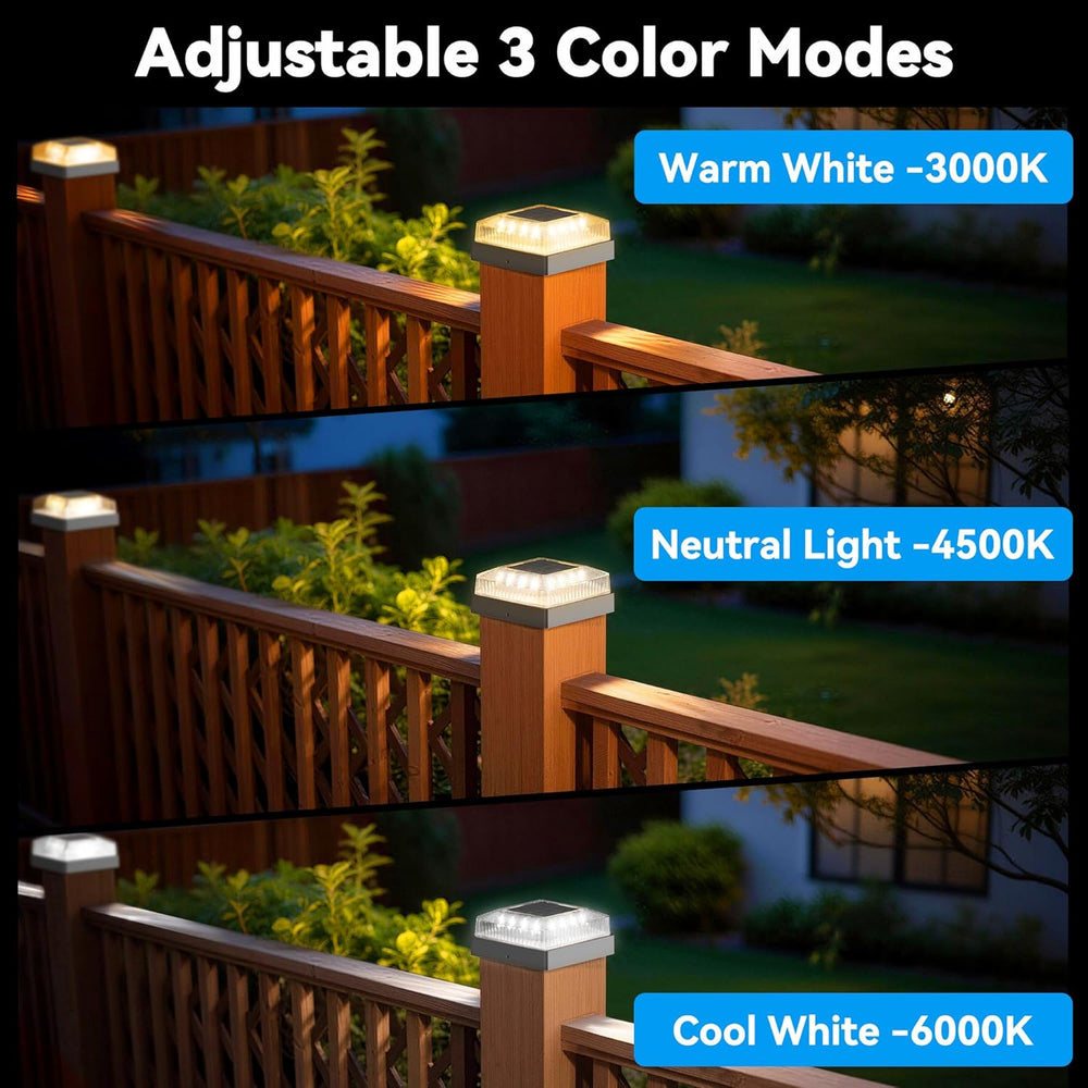 Solar Post Cap Lights for 4x4 Wood/Vinyl Fence Posts, 12-Pack