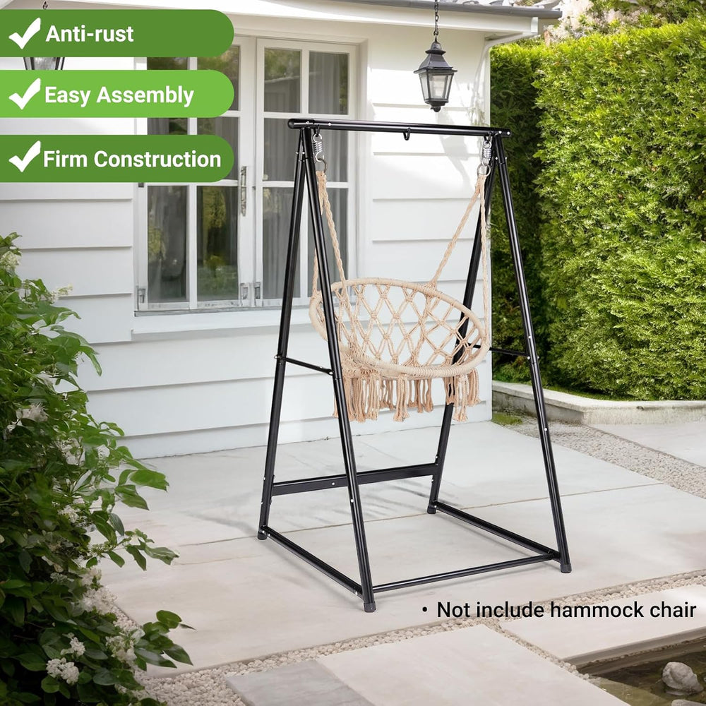 Outdoor Hammock Chair Stand, Heavy Duty A-Frame Metal Swing Stand with Powder...