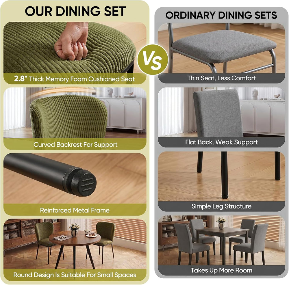 31.5" Round Dining Table Set for 2, Small Kitchen Table and Chairs Set