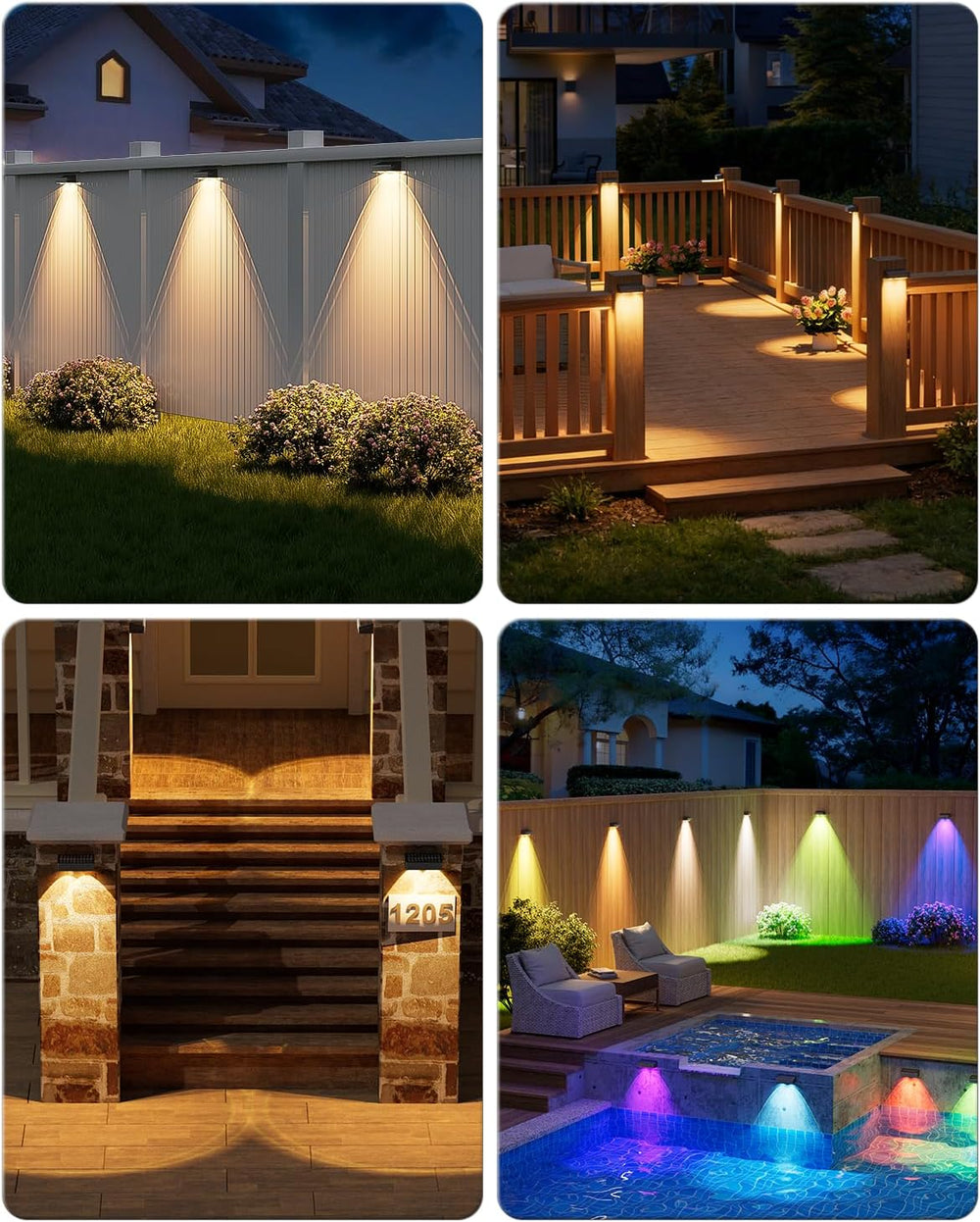 VOLISUN Solar Fence Lights with Remote Control 12 Pack, 50 LM Fence Lights