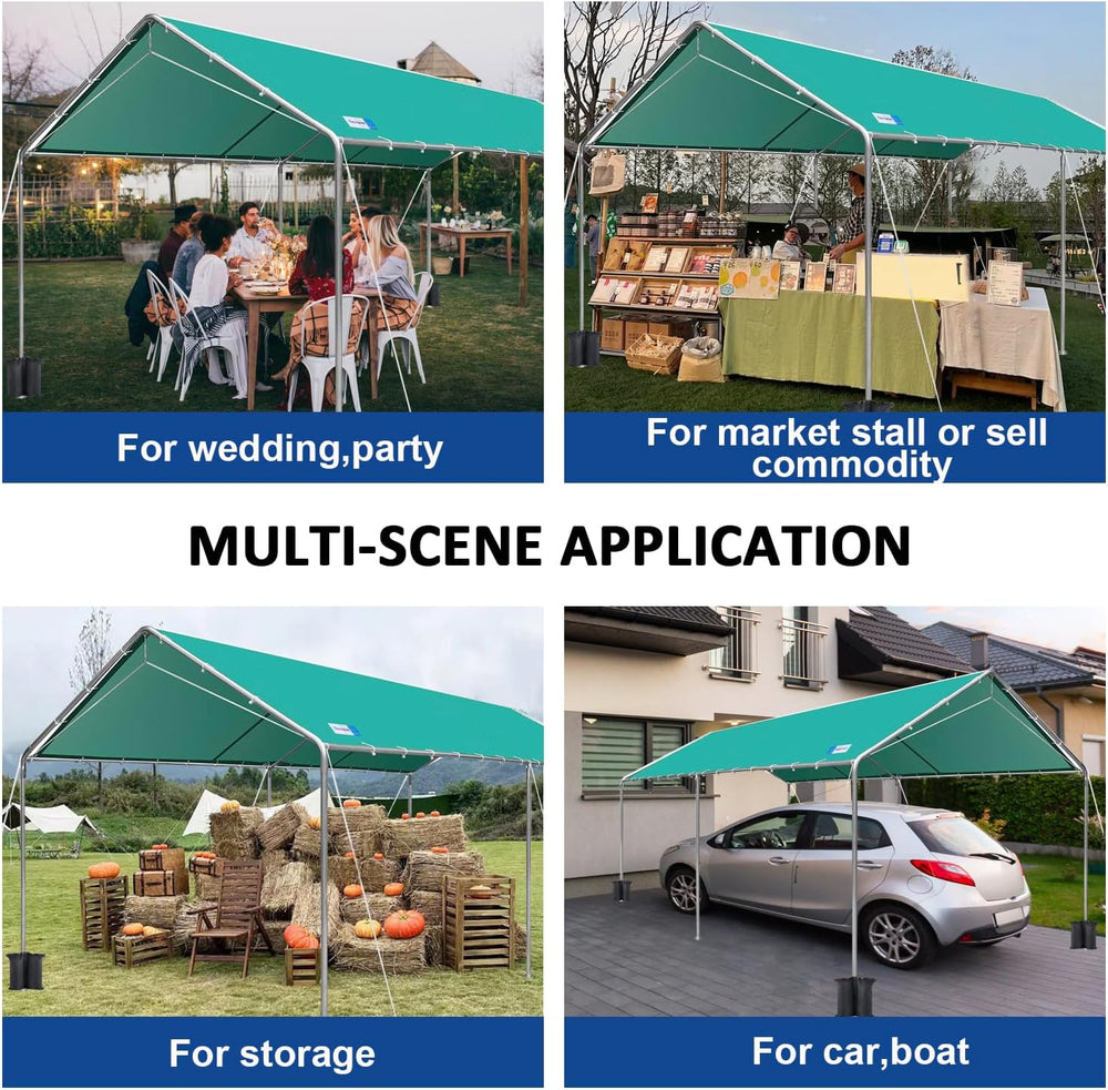 10x20 ft Heavy Duty Car Canopy Galvanized Frame Carport Outdoor Party Tent Bo...