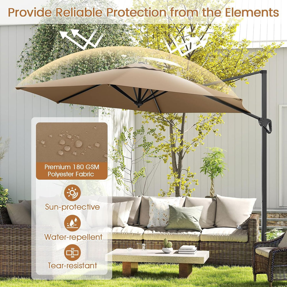 Tangkula 9 FT Cantilever Patio Umbrella, Heavy Duty Offset Outdoor Hanging Um...
