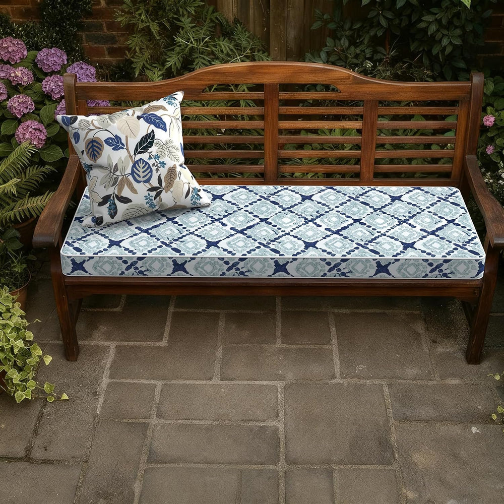 LVTXIII Bench Cushion with Ties, 48x18 Inch Water-Repellent Patio Furniture C...
