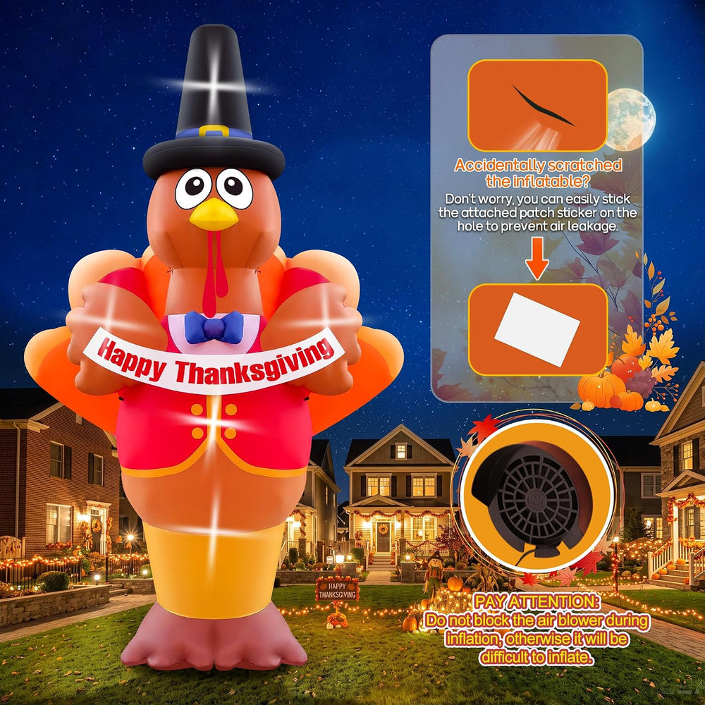 15FT Thanksgiving Day Turkey Inflatable Kalolary Fall Outdoor Decoration