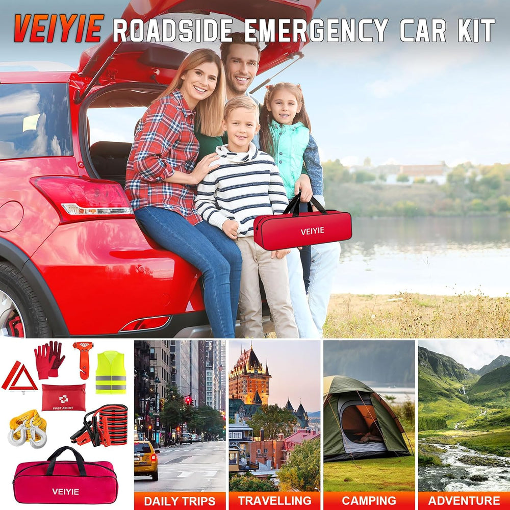 Roadside Emergency car kit for Vehicles, Car First Aid Emergency kit with Por...