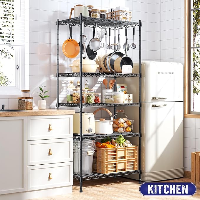 Storage Shelves Adjustable Metal Shelving Unit 5 Tier Wire Shelving,1010LBS P...