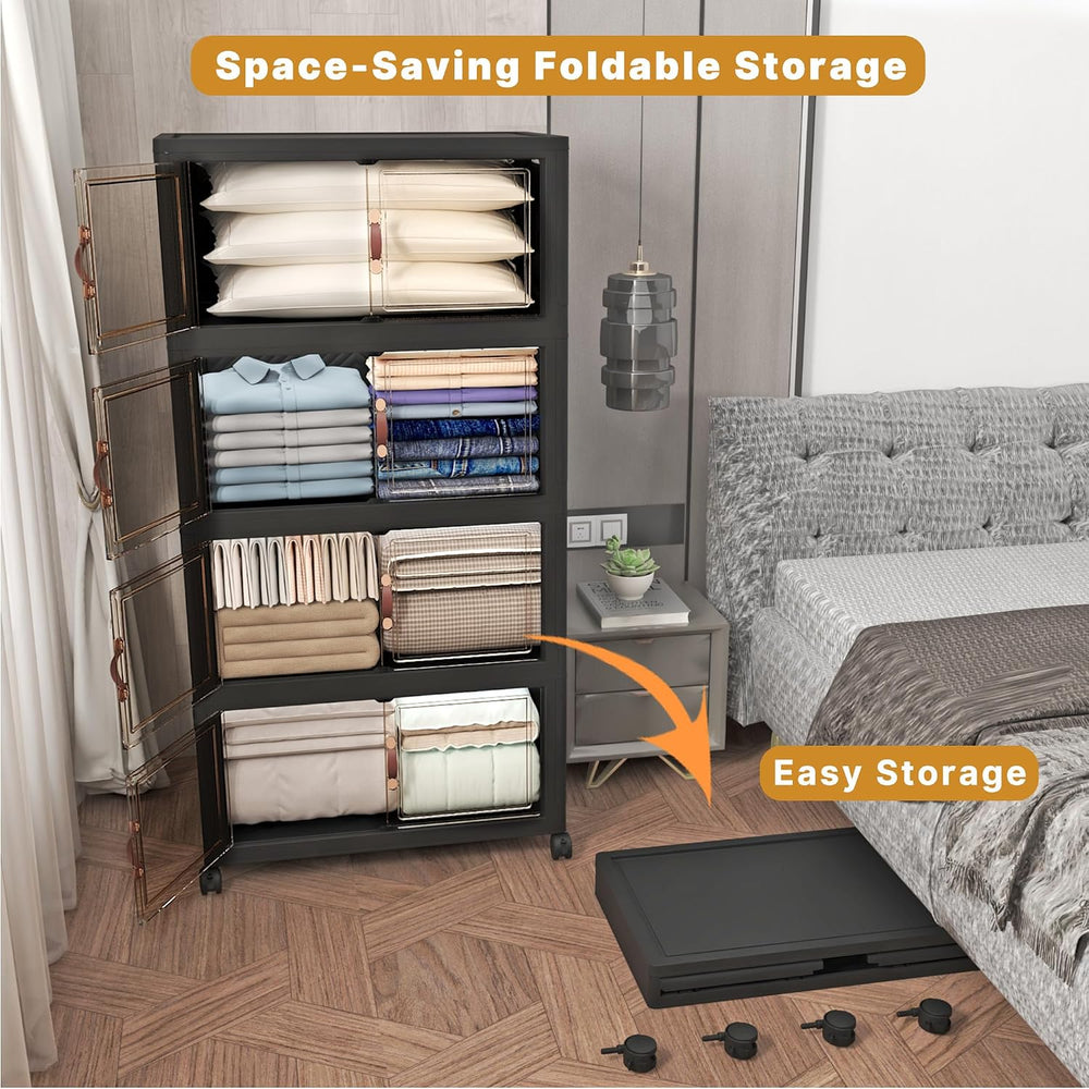672QT Stackable Storage Bins with Lids,Doors & Wheels