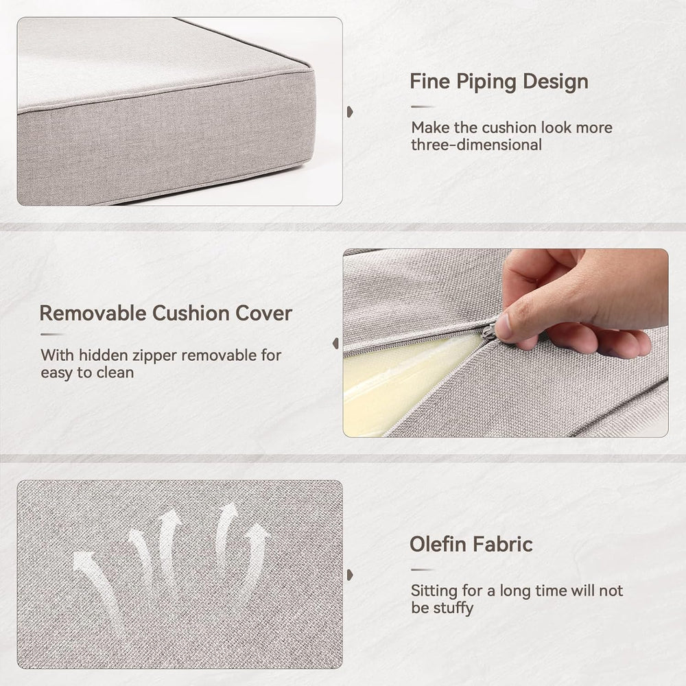 6" Thick Outdoor Cushions 22x24x6, 2-Set Deep Seat Patio Cushions with R...