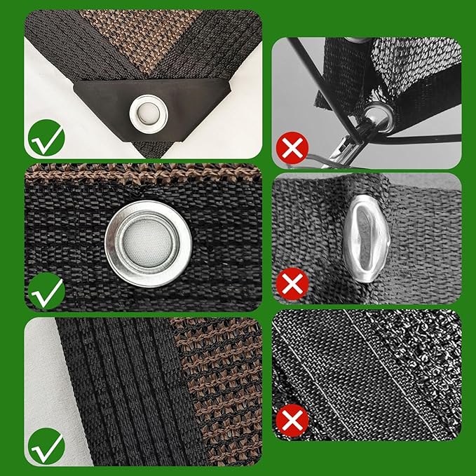 Mocha Sun Shade Cloth,Pergola Shade Cover with Reinforced Grommets,90% Shade ...