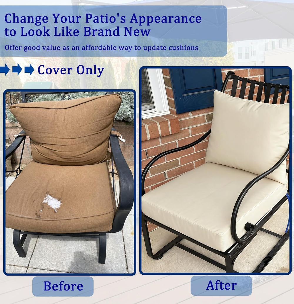 Oslimea Patio Cushion Covers Replacement Set of 4, 24 x 24 x 4 Inch, Tan