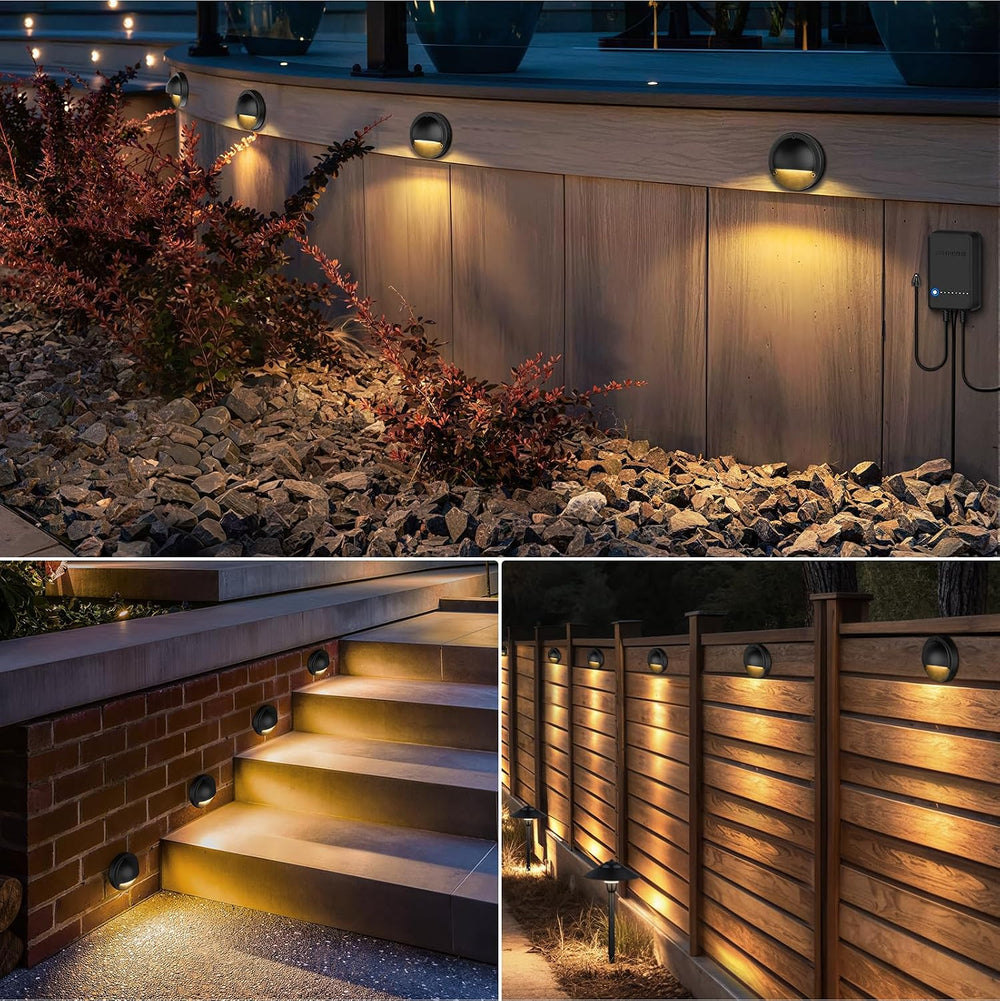 SUNVIE 8-Pack Low Voltage Deck Lights Kit with 60W Transformer & 100FT Wire