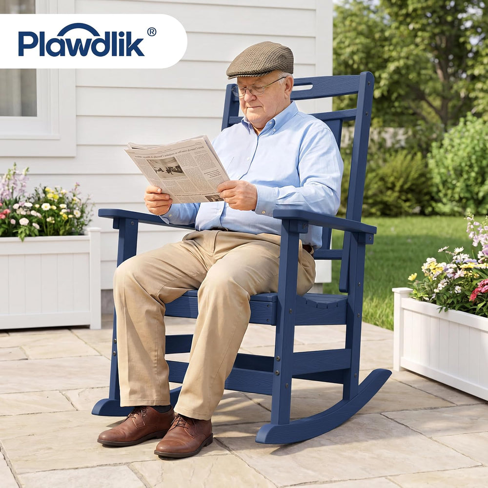 Plawdlik Outdoor Rocking Chair Set of 2, All-Weather Patio Rocker, Navy