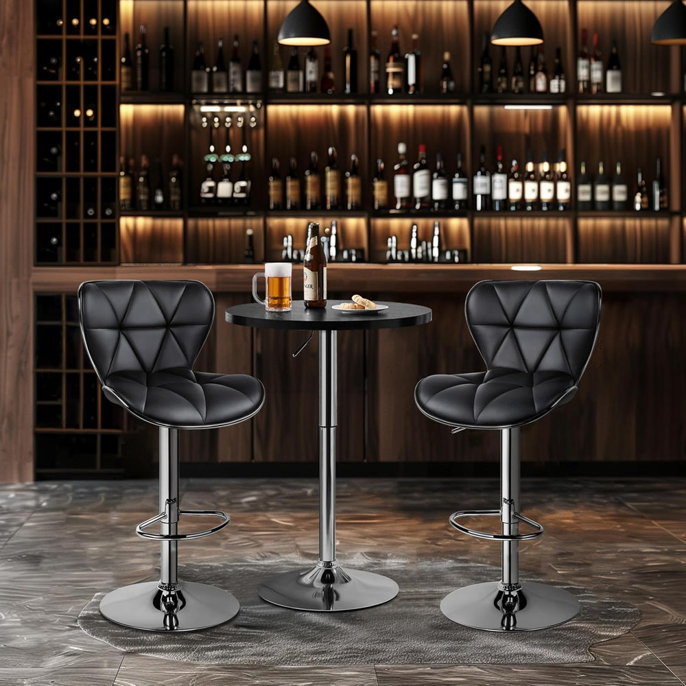 Topeakmart Modern Round Bar Table Adjustable Bistro Pub Counter Swivel Cafe T...