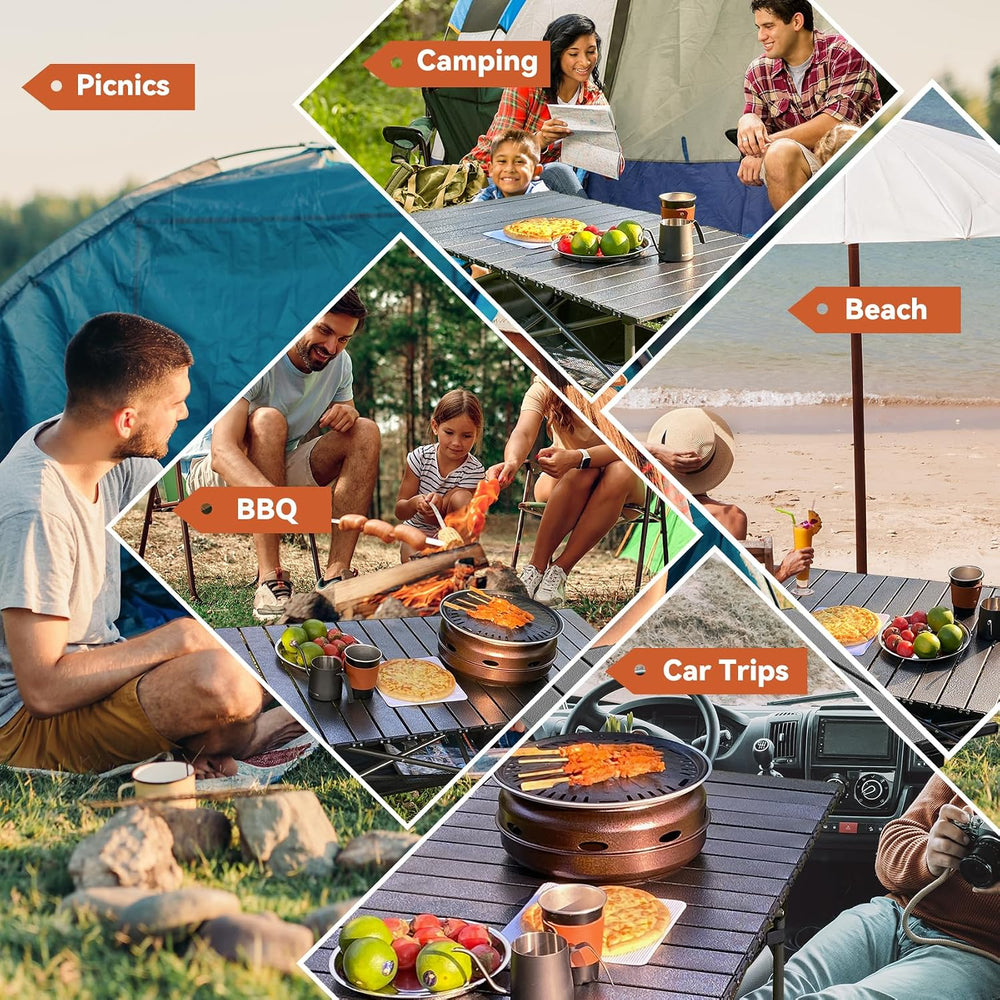 Opliy Portable Folding Camping Table for 4-6 Persons Aluminum Collapsible Tab...