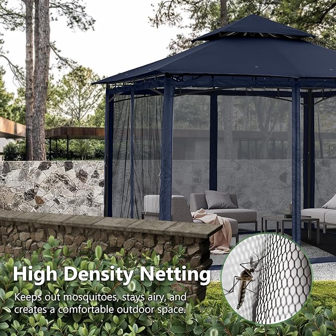 MASTERCANOPY Outdoor Garden Gazebo for Patios with Stable Steel Frame and Net...