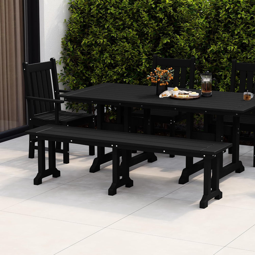 Malibu 65" Outdoor Dining Bench, All Weather Resistant Poly Lumber Patio...