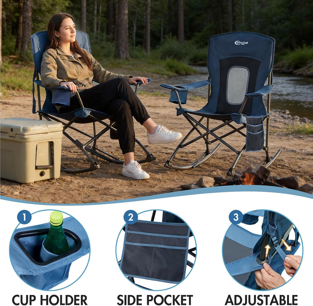 Portal Folding Outdoor Rocking Camping Chair, 350LBS Portable Rocker