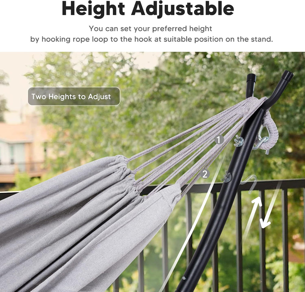 Stand Alone Hammocks for Outside, 2 Person Self Standing Hammock, Light Gray