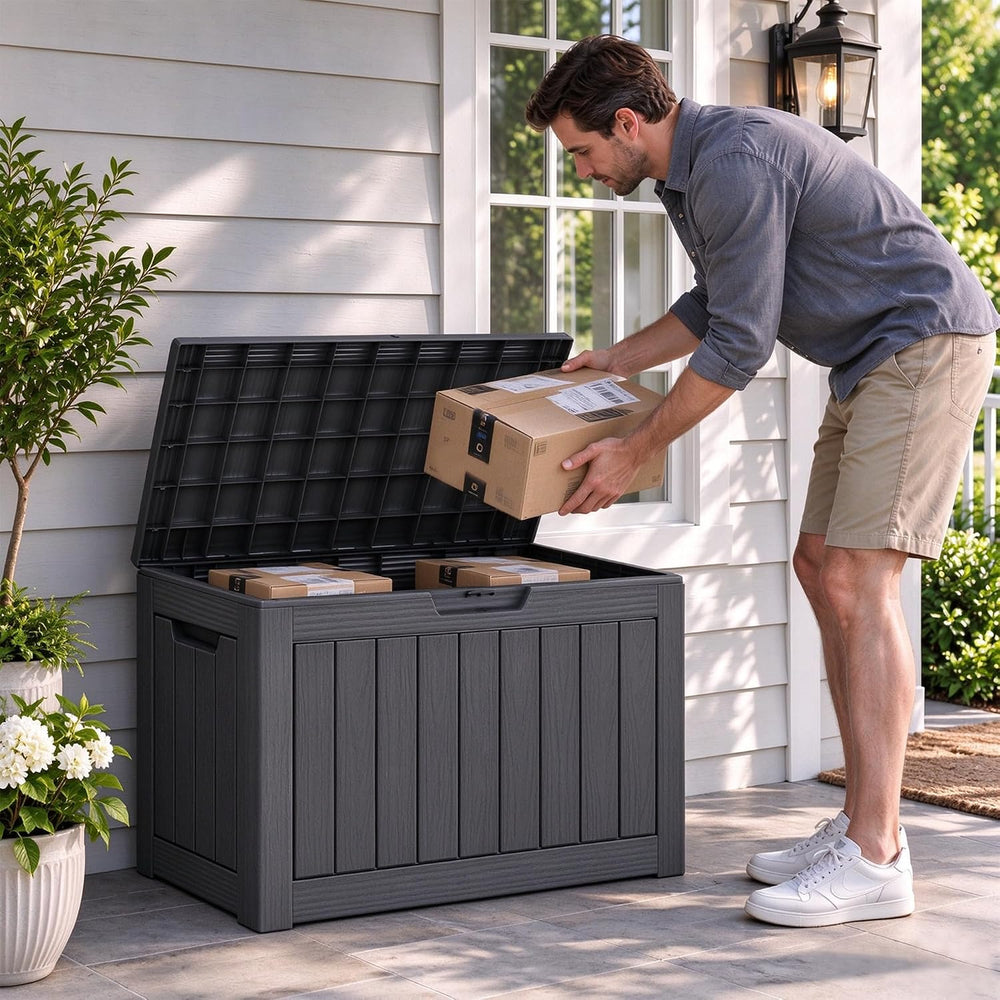 55 Gallon Package Delivery Box for Outside, Waterproof Storage Box with Locka...