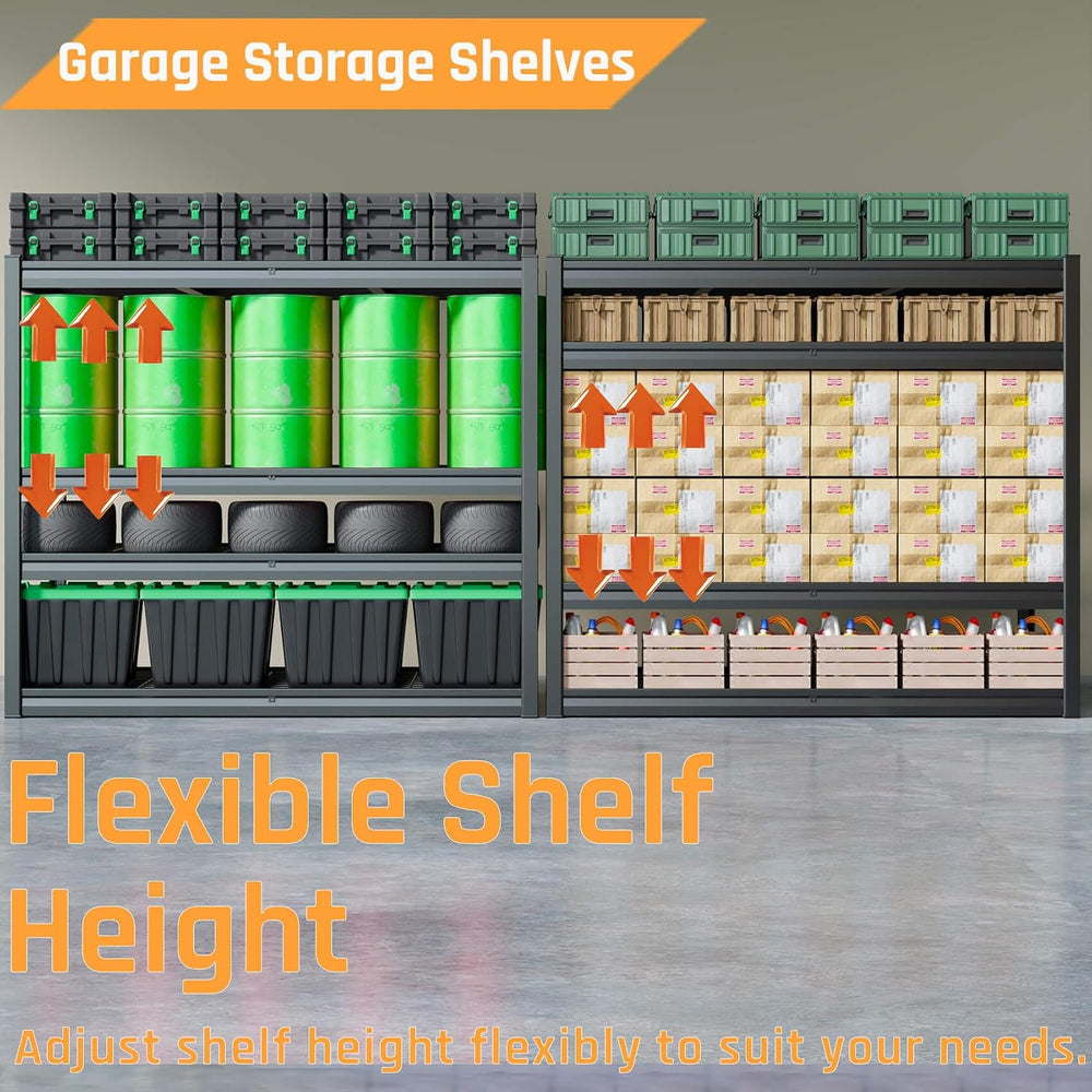 36" D Storage Shelves, 68" W Garage Shelving Heavy Duty Metal Adjus...