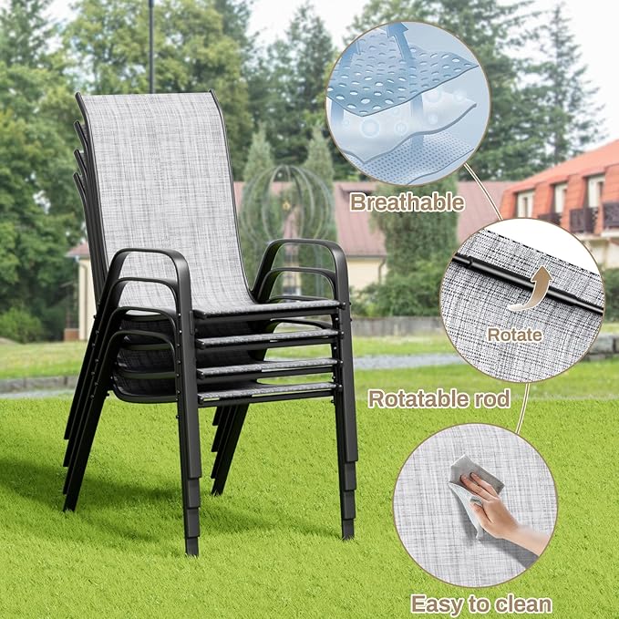 TLSUNNY Patio Dining Set 5 Pieces, All Weather Outdoor Furniture W/30"X ...