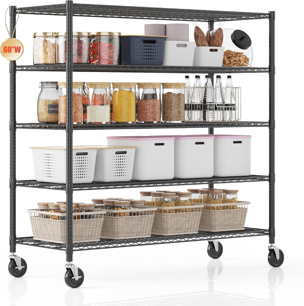 Homdox 5 Tier Storage Racks and Shelving, 24"x60"x82" Heavy Du...