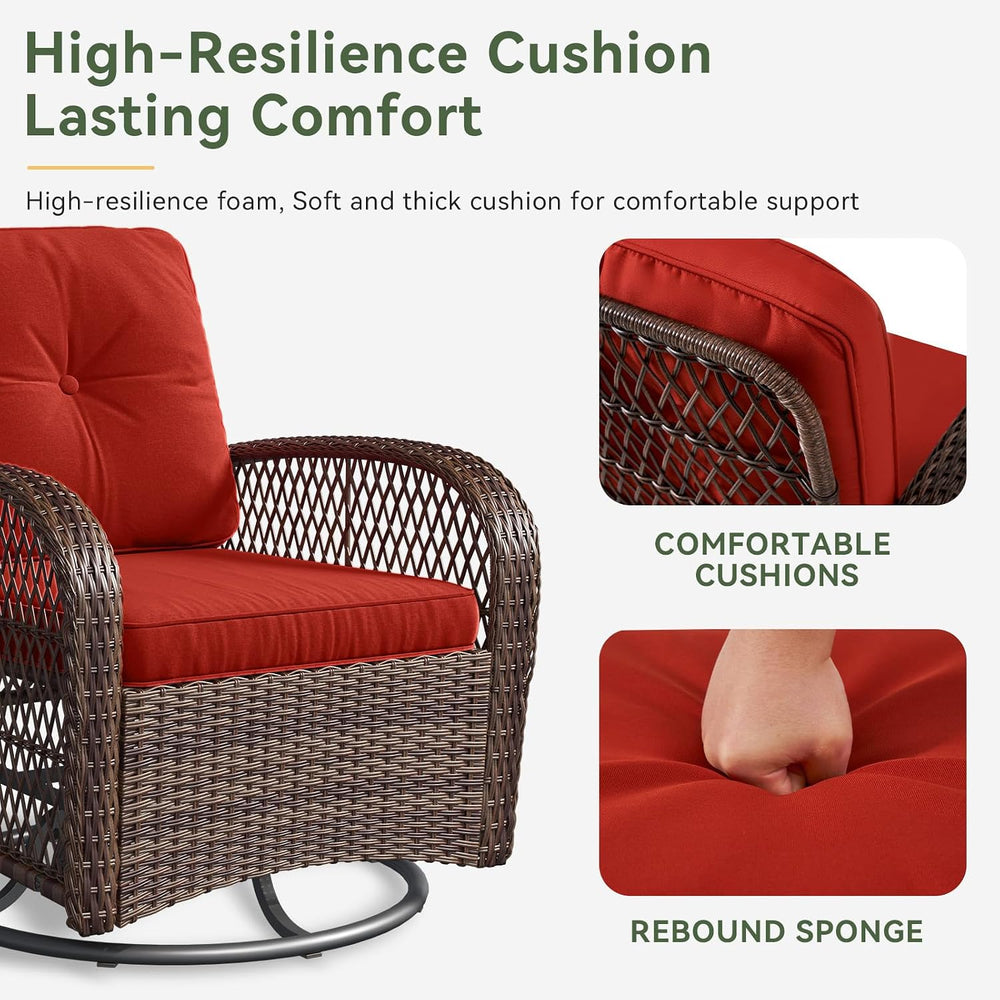Aoxun 3 Pieces Patio Furniture Set, Patio Swivel Rocker Chairs Set of 2, Wick...