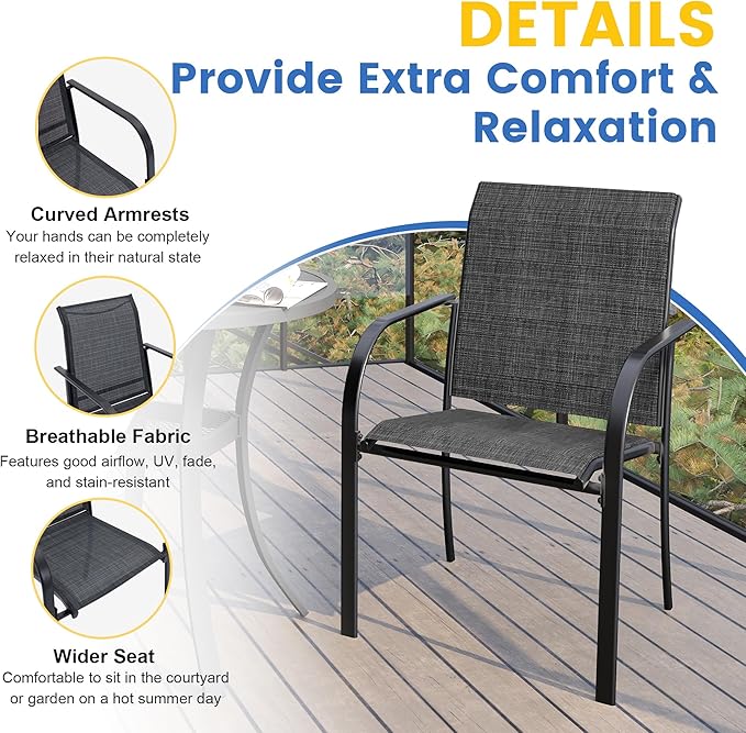 VICLLAX Patio Dining Set for 6, 7 Pieces Outdoor Furniture Set- 47" Roun...