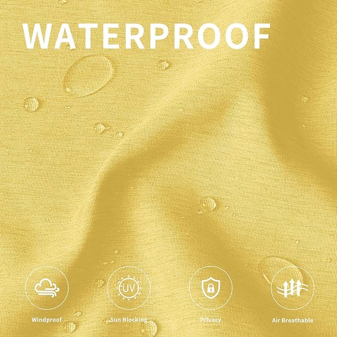 Easy-Going Linen Look Outdoor Curtains Waterproof Windproof Porch Curtains, S...