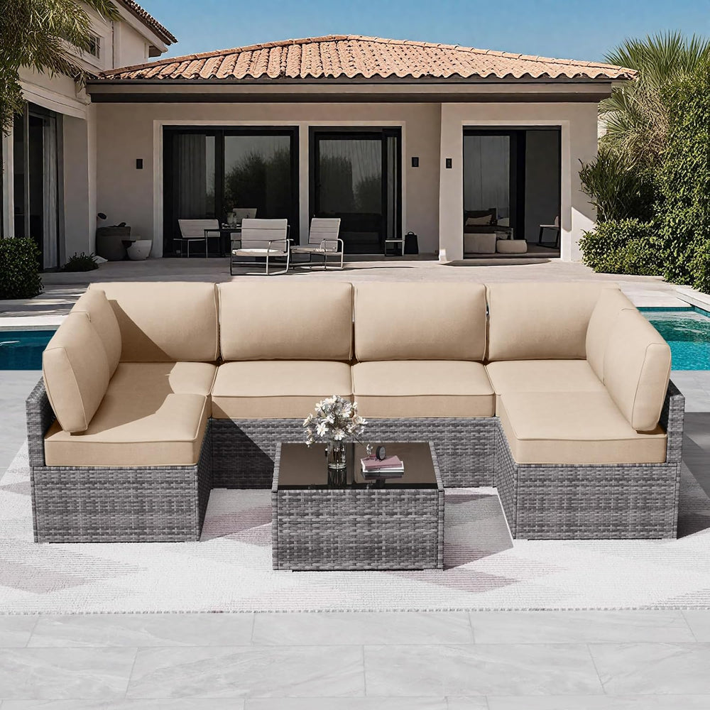 Patio Cushions for Outdoor Furniture,Water-Resistant Outdoor Cushions for 6 S...