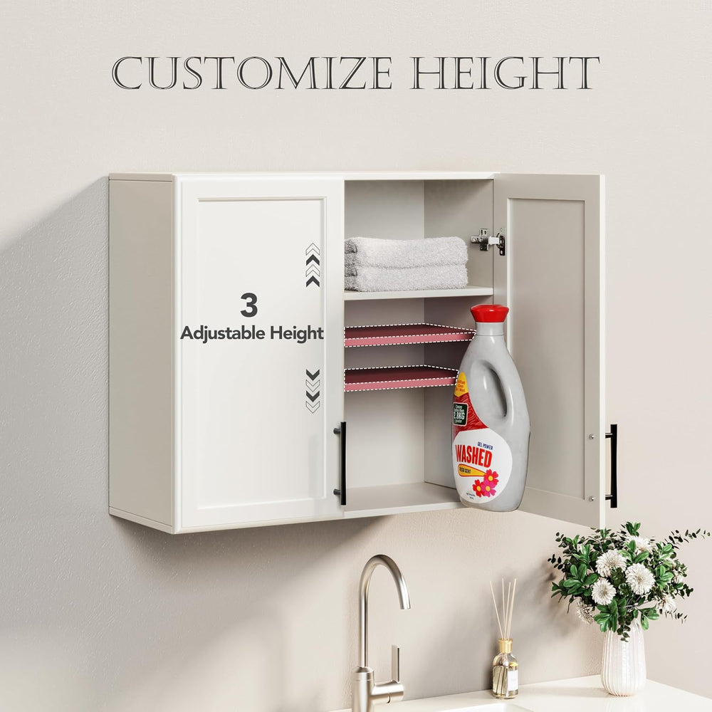 47.2" W Laundry Room Cabinets Wall Mounted, Adjustable Shelf, Floating W...