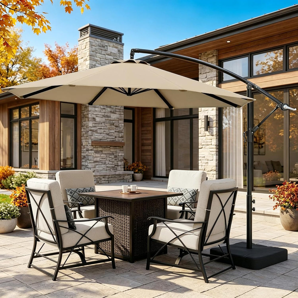 10FT Cantilever Offset Outdoor Patio Umbrella with Base Included