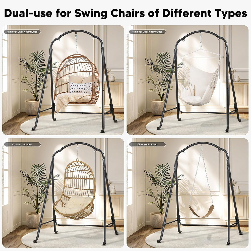 SUNCREAT Hammock Chair Stand, Heavy-Duty Steel Swing Stand, Patented, Black