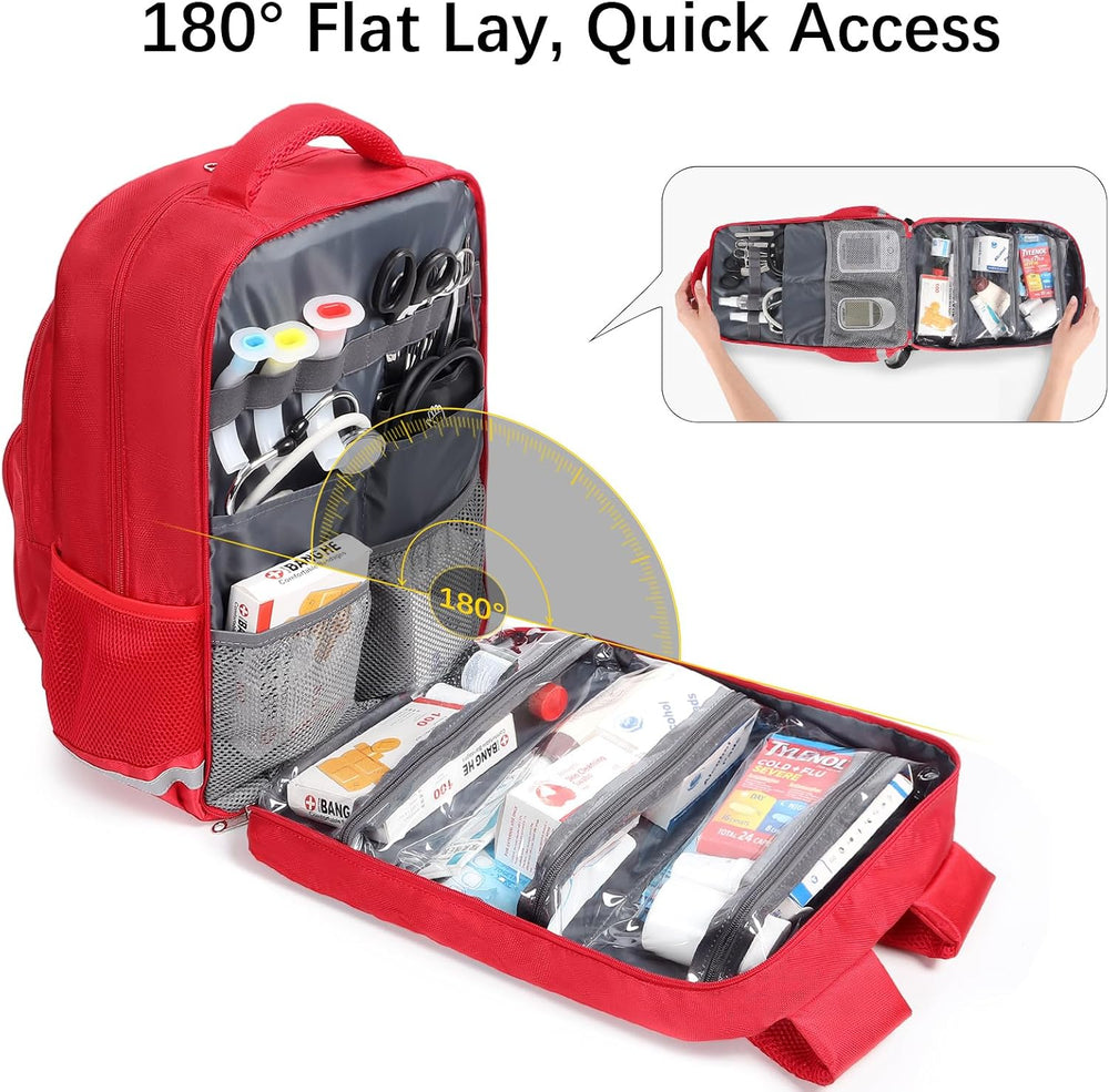 50L Large First Aid Bag Empty Medical Trauma Backpack 48 Units Waterproof EMT...