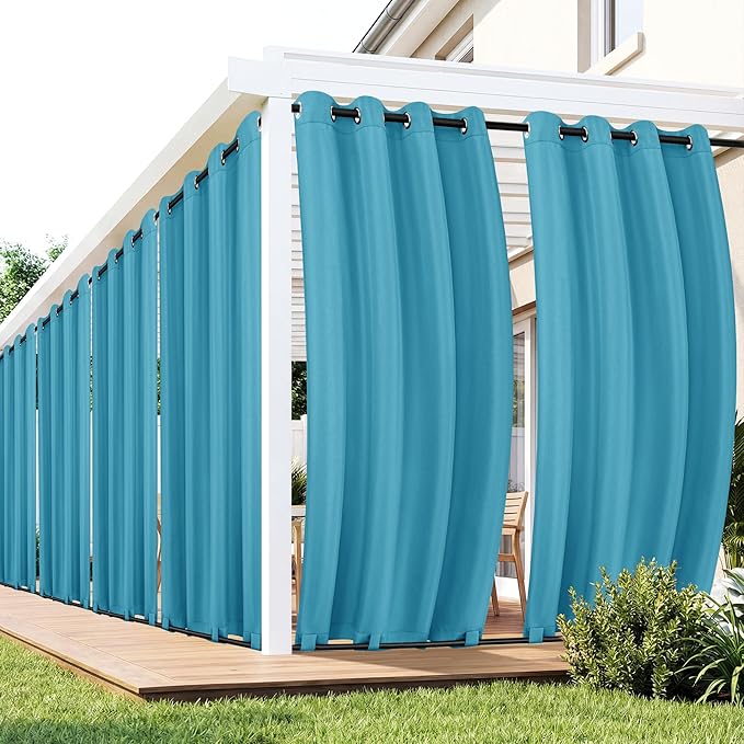 Outdoor Curtains for Patio Waterproof 6 Panels - Windproof, Privacy, Weatherp...
