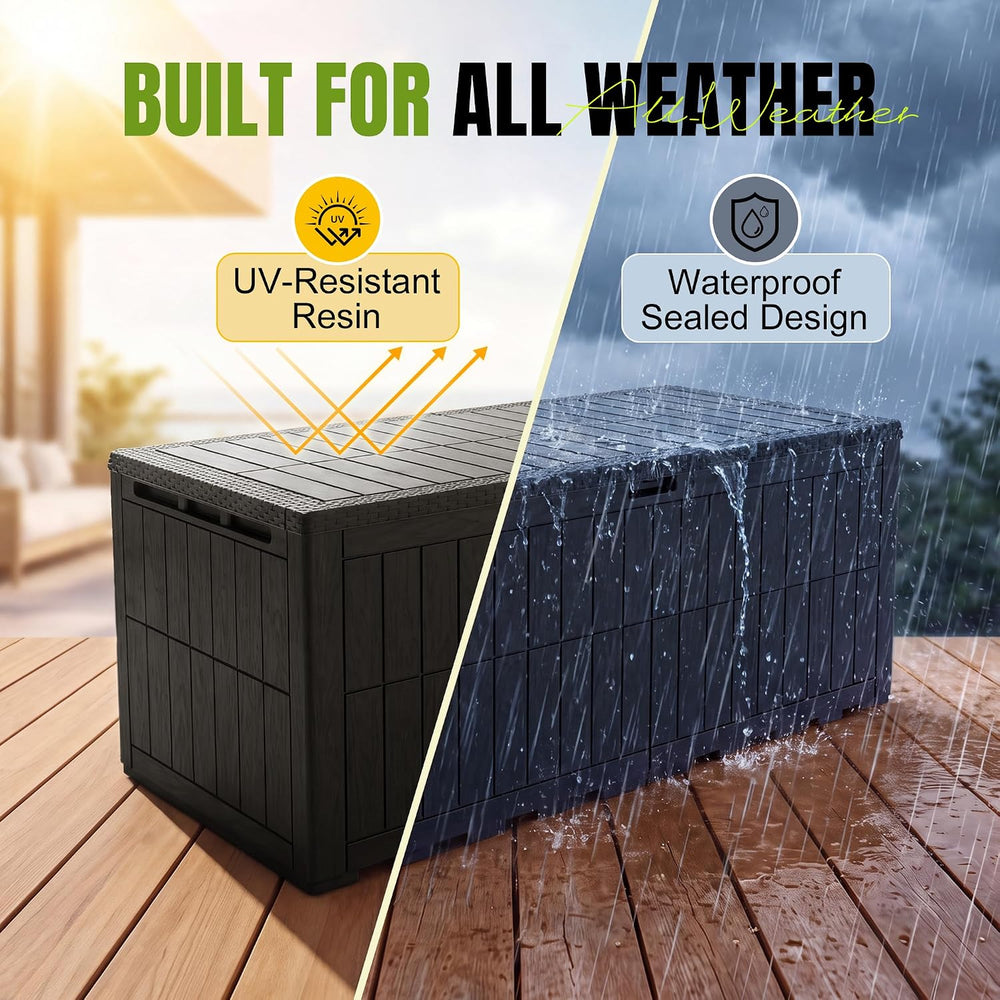 Greesum 220 Gallon Resin Deck Box, Black