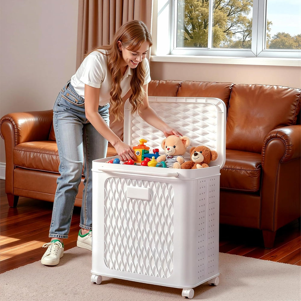 VECELO Deck Box, Outdoor Storage Box with Wheels and Lid, Waterproof Storage ...