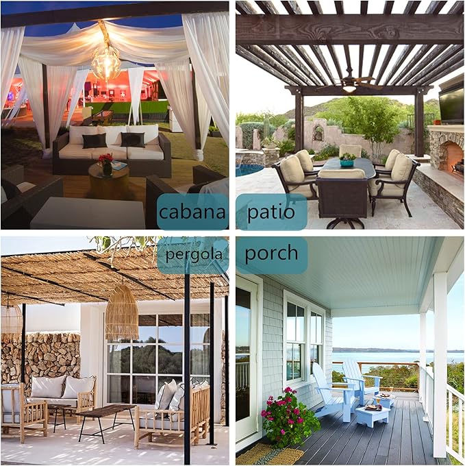 BONZER Waterproof Outdoor Curtains for Patio Porch Pergola Cabana Light Filte...