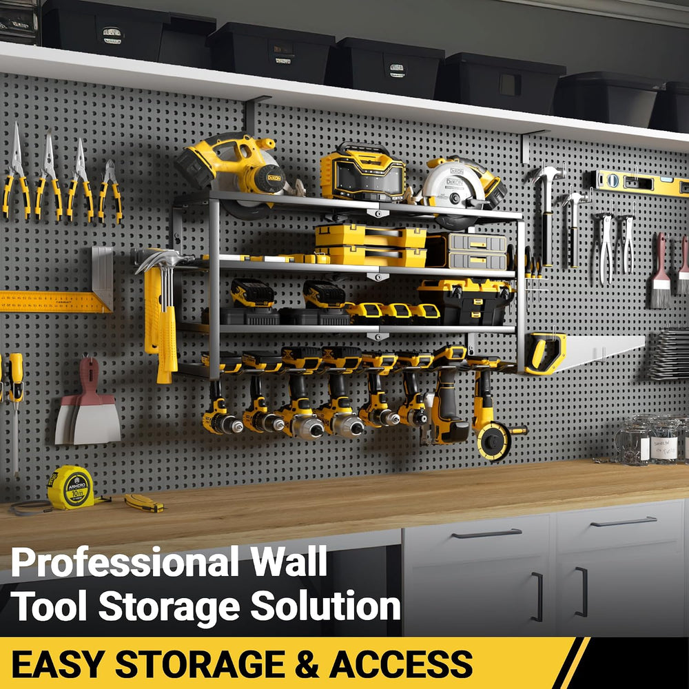 YYR 4 Layer Power Tool Organizer Wall Mount, Cordless Drill Hanger Storage Ra...